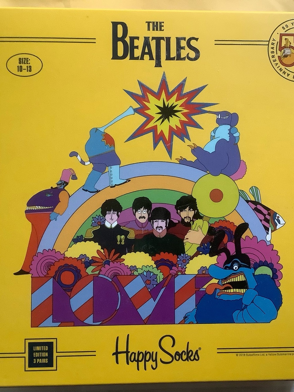 The Beatles Ltd Edition Happy Socks/Brand New In Gift Box! 50 Year Anniversary!